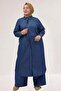 67060 Large Size Men's Lapel Buttoned Jeans Liyosell Trouser Suit - Navy Blue - 3
