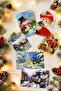 6-Piece Glitter Mixed Christmas Postcard Sets (Red House, Winter Streets, Snowman, and Winter Houses) - 7