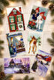 6-Piece Glitter Mixed Christmas Postcard Sets (Red House, Winter Streets, Snowman, and Winter Houses) - 5