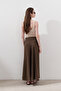 Linen Stitched Detail Skirt Dusty Brown - 7