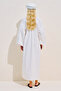 Striped Balloon Sleeve Long Dress Ecru - 8