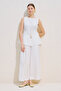 Linen Sleeveless Blouse with Tie-Up Detail Ecru - 6