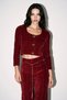 Burgundy Button Detailed Round Neck Jacket - 3