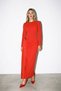 Red Brooch Detailed Long Sleeve Long Dress