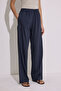 Striped Waist Elastic Trousers Navy Blue - 5