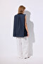 Lace-Up Detail Vest Navy Blue - 8