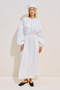 Striped Balloon Sleeve Long Dress Ecru - 3