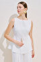 Linen Sleeveless Blouse with Tie-Up Detail Ecru - 3