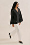 Poplin Wide Sleeves V-Neck Shirt Black