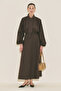 Dress with Wide Sleeves Design in Brown - 3