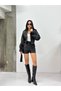 Frozen Women's New Season Corset Detail Crop Leather Jacket Black - 6