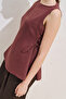 Linen Sleeveless Blouse with Tie-Up Detail Copper - 5