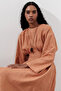 Linen Piece Detailed Dress Orange - 7