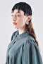 Draped Waist Adjustable Balloon Sleeve Dress Blue - 7