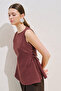 Linen Sleeveless Blouse with Tie-Up Detail Copper - 4