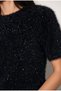 Black Straight Cut Glittery Short Sleeve Knitwear Blouse - 3