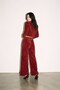 Burgundy Loose Cut Velvet Trousers - 4