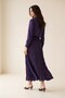 Purple Elastic Waist, Pleated Detailed Midi Length Comfortable Cut Skirt - 3