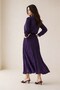 Purple Elastic Waist, Pleated Detailed Midi Length Comfortable Cut Skirt - 4