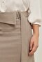 Beige Waist Detailed Relaxed Cut Midi Length Skirt - 4