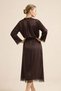 Elegant Skirt with Bitter-Brown Ruffles and Lace Detail - 3