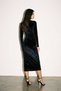 Black velvet midi dress with gathered waist - 4