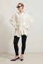 Cream 100% cotton belted detailed long sleeve shirt