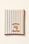 Croissant Embroidered Decorative Hand Towel – 100% Cotton, Striped Linen Texture (30X45 cm) – 1 Piece