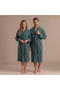 Solid Bamboo Unisex Bathrobe Smoke Turquoise