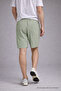 Men's Casual Cargo Pocket A.Green Linen Shorts with Elastic Waist - 3