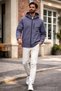 Men's Striped Trendy Lined Smoked Raincoat - 6
