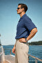 Men's Casual Oversized Navy Blue Linen Stylish Shirt - 5