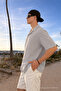 Men's Basic Polo Collar Gray Summer Linen Shirt - 2