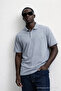 Men's Summer Loose Fit M.Gray Polo Collar T-Shirt - 5