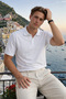 Men's Basic 100% Cotton White Polo Neck T-Shirt - 4