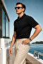 Men's Casual Comfortable Black Polo Neck T-Shirt - 5