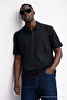 Men's Summer Loose Black Polo Neck T-Shirt - 5