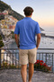 Men's Basic 100% Cotton A.Blue Polo Neck T-Shirt - 6