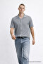 Men's Short Sleeve Stretchy Gray Loose Shirt - 6