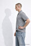 Men's Short Sleeve Stretchy Gray Loose Shirt - 4
