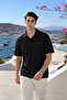 Men's Cotton Pack Short Sleeve Black Polo Neck T-Shirt - 2