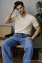 Men's Navy Blue Baggy Jeans with Elastic Waist - 5