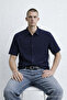 Men's Short Sleeve Striped Navy Blue Summer Shirt - 3