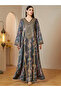 Multi-Color V-Neck Maxi Jalabiya With Gold Embroidery - 5