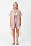 Crinkle Red Striped Short Kimono