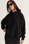 Women's Black Wing Detailed Stone Embroidered Hooded Sweatshirt with Kangaroo Pocket 4197 60286519 - 8