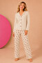 Waffle Knitted Long Sleeve Buttoned Women's Pajama Set - 2