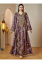 Multi-Color Embroidered V-Neck Maxi Jalabiya Dress