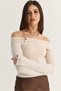 Women's Beige Madonna Collar Modal Blouse with Gold Accessories 419-4 60286497 - 3