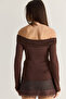 Women's Bitter Brown Madonna Collar Modal Blouse with Gold Accessories 419-4 60286497 - 8
